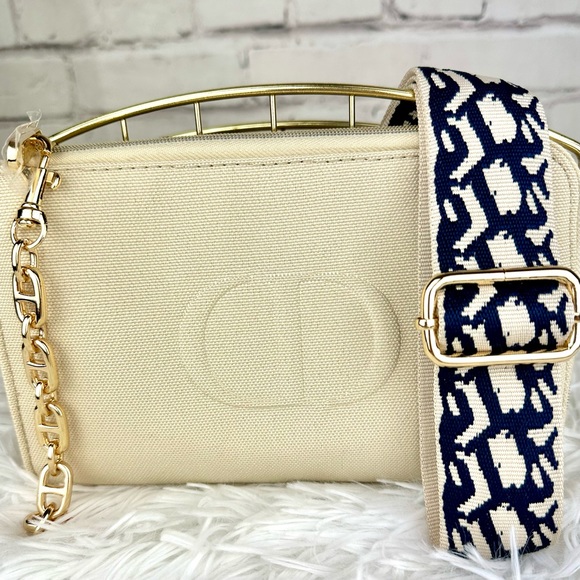 DIOR Canvas Beauty Line Pouch Crossbody Bag with Strap and charm - Picture 1 of 9